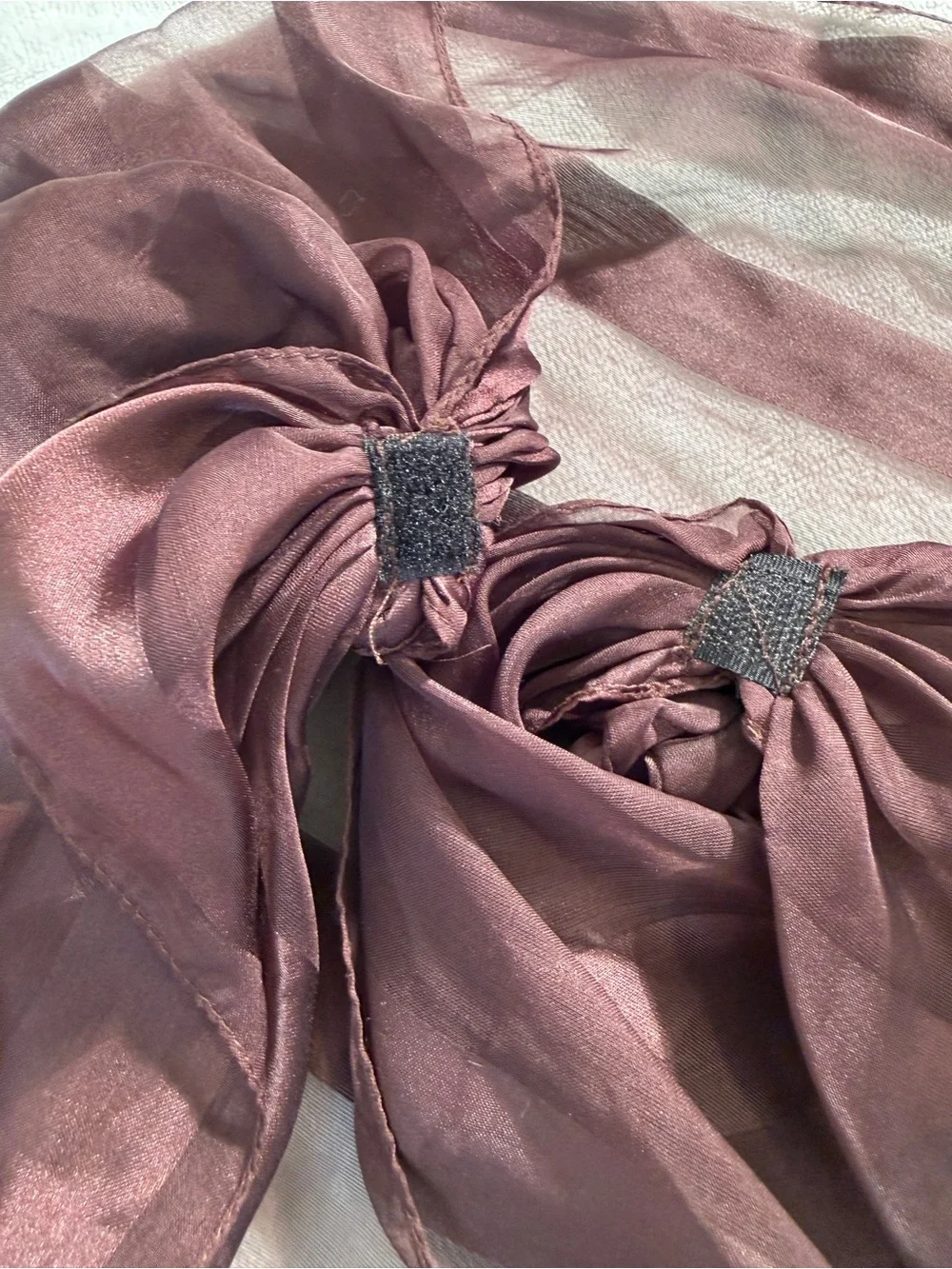 NWT Vintage Cejon Ready-Tie Scarf Sheer Stripe Wrap Shawl Brown Rosette Velcro